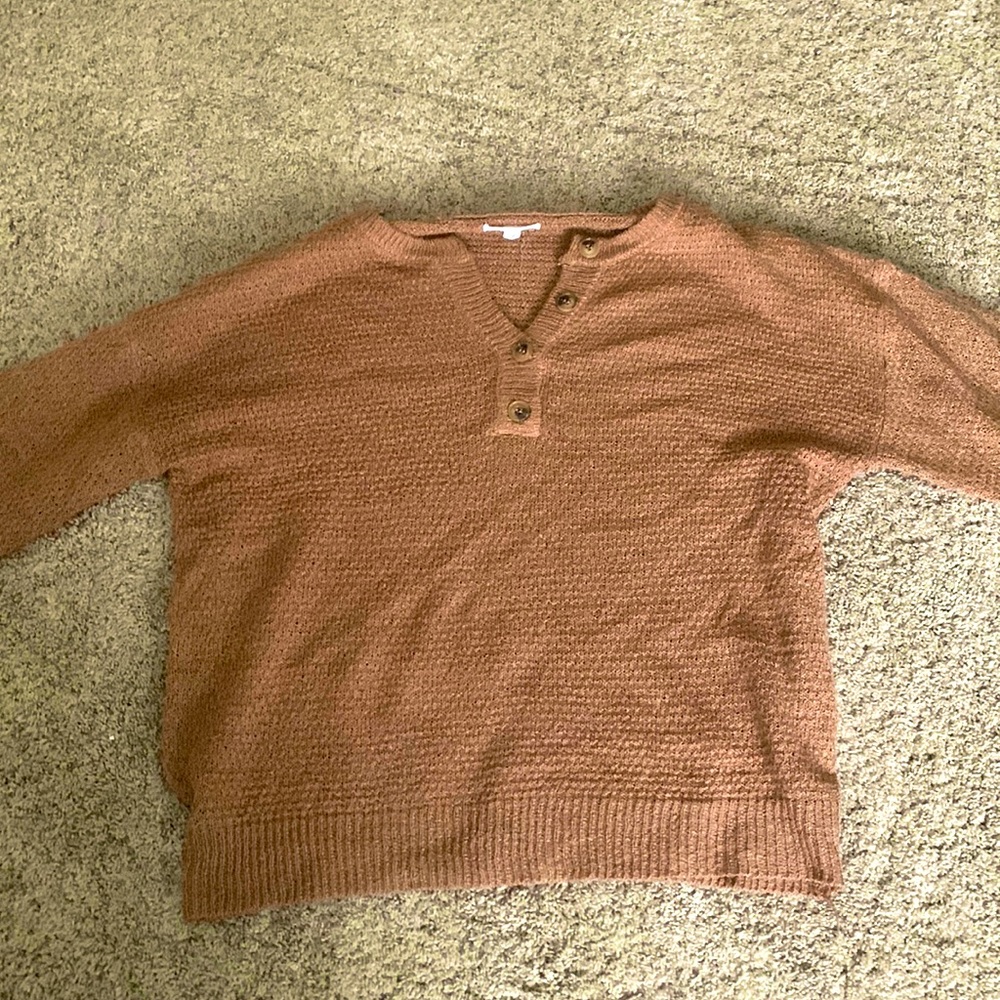 Light brown off the shoulder sweater